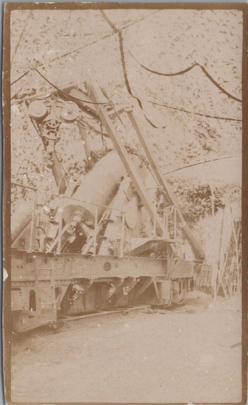 3 photos canon Français de 280 sur voie ferrée 11x6 cm