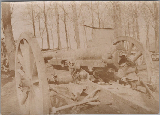 photo canon de 75 détruit Vailly Chemin des Dames 1917 9x6,5 cm