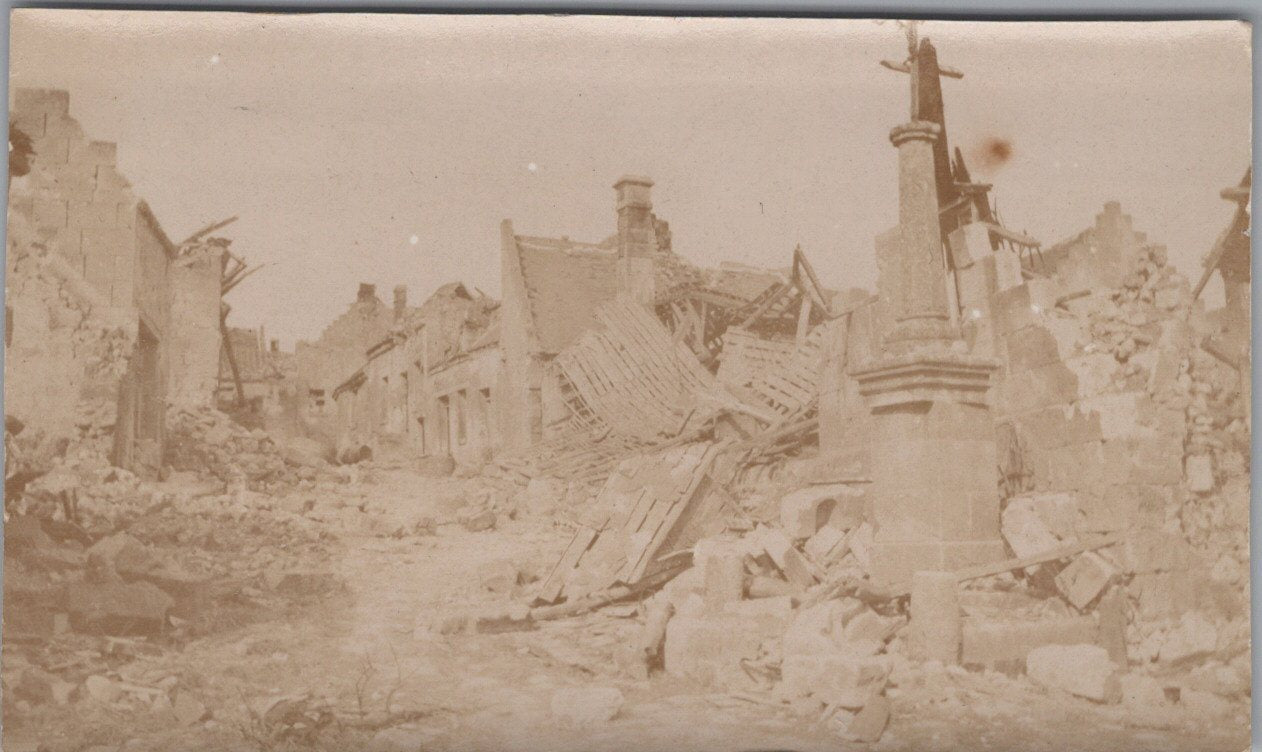 photo d'un village détruit Chemin des Dames 1917 10x6,5 cm