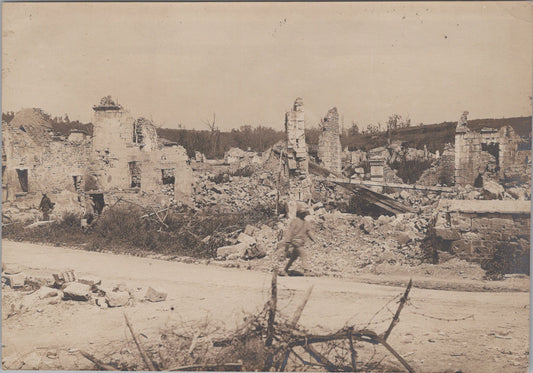 grande photo Soupir le village Chemin des Dames 1914-18 17x12 cm