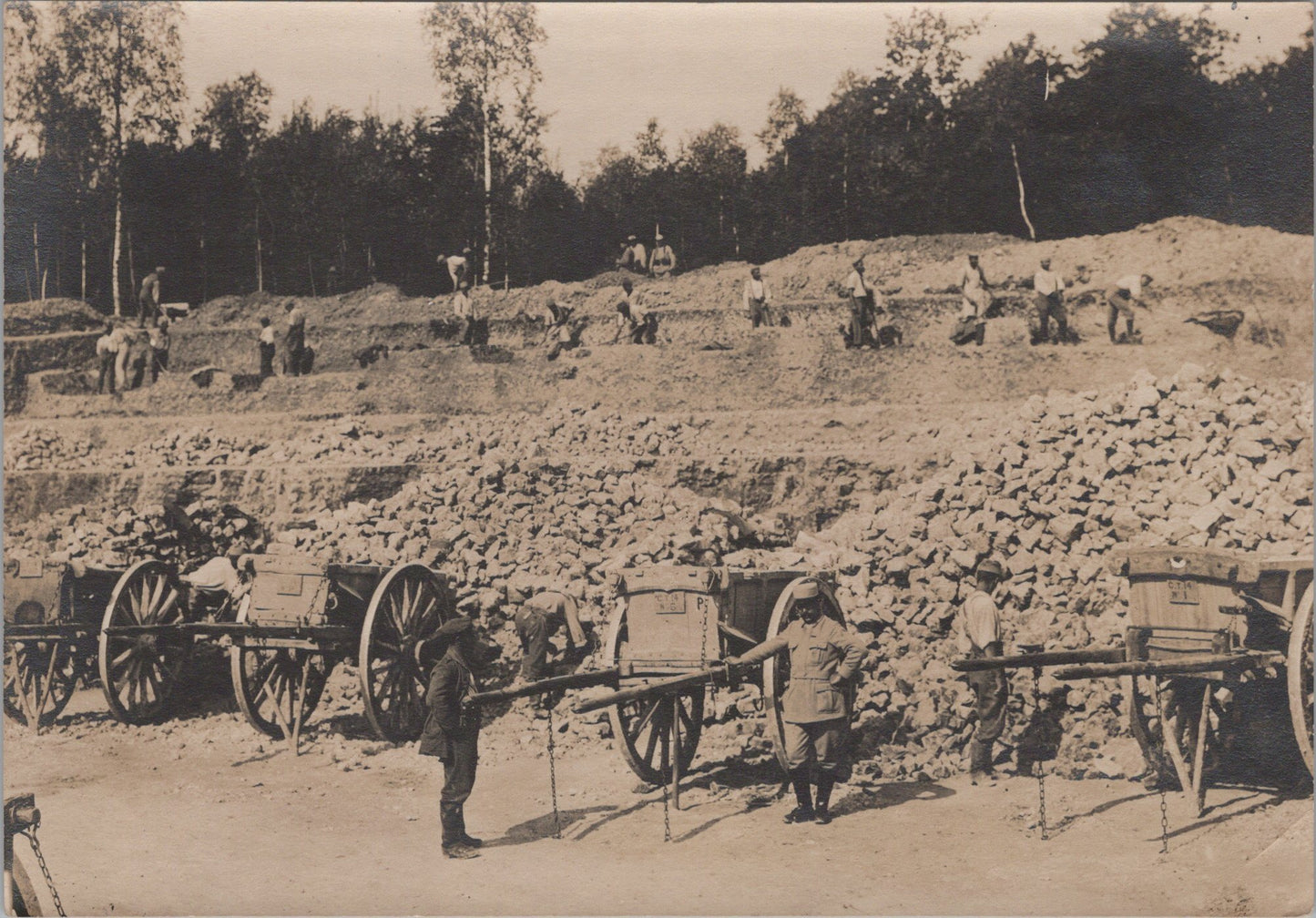 grande photo prisonniers Boches au travail Bois de la Ville Verdun 1914-18 17x12 cm