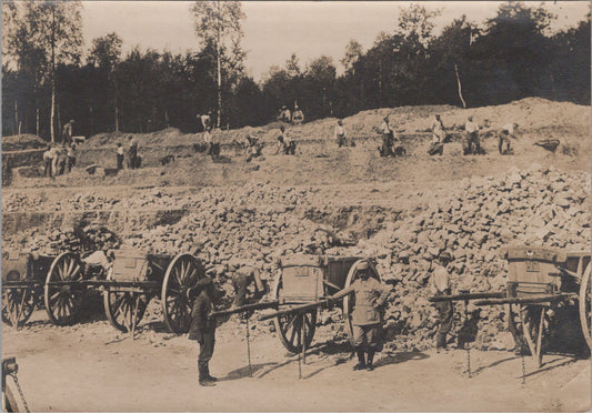 grande photo prisonniers Boches au travail Bois de la Ville Verdun 1914-18 17x12 cm