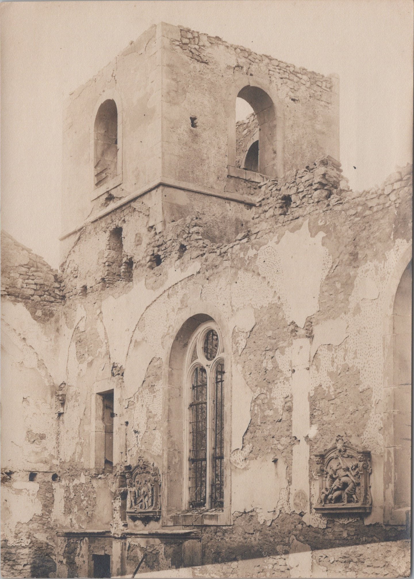 2 grandes photos église de Bouxières aux Chenes Meurthe et Moselle  1914-18 17x12 cm
