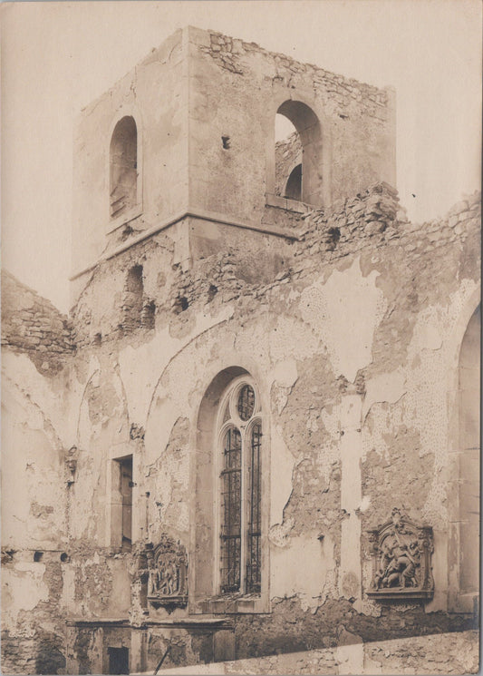 2 grandes photos église de Bouxières aux Chenes Meurthe et Moselle  1914-18 17x12 cm