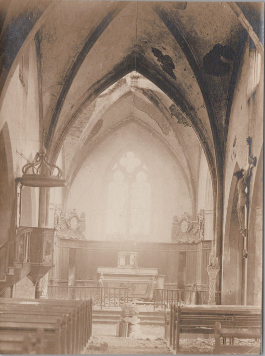 grande photo église d'Amance Meurthe et Moselle 1914-18 17x12 cm