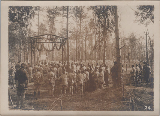 grande photo messe dans un cimetière provisoire 1914-18 17x12 cm