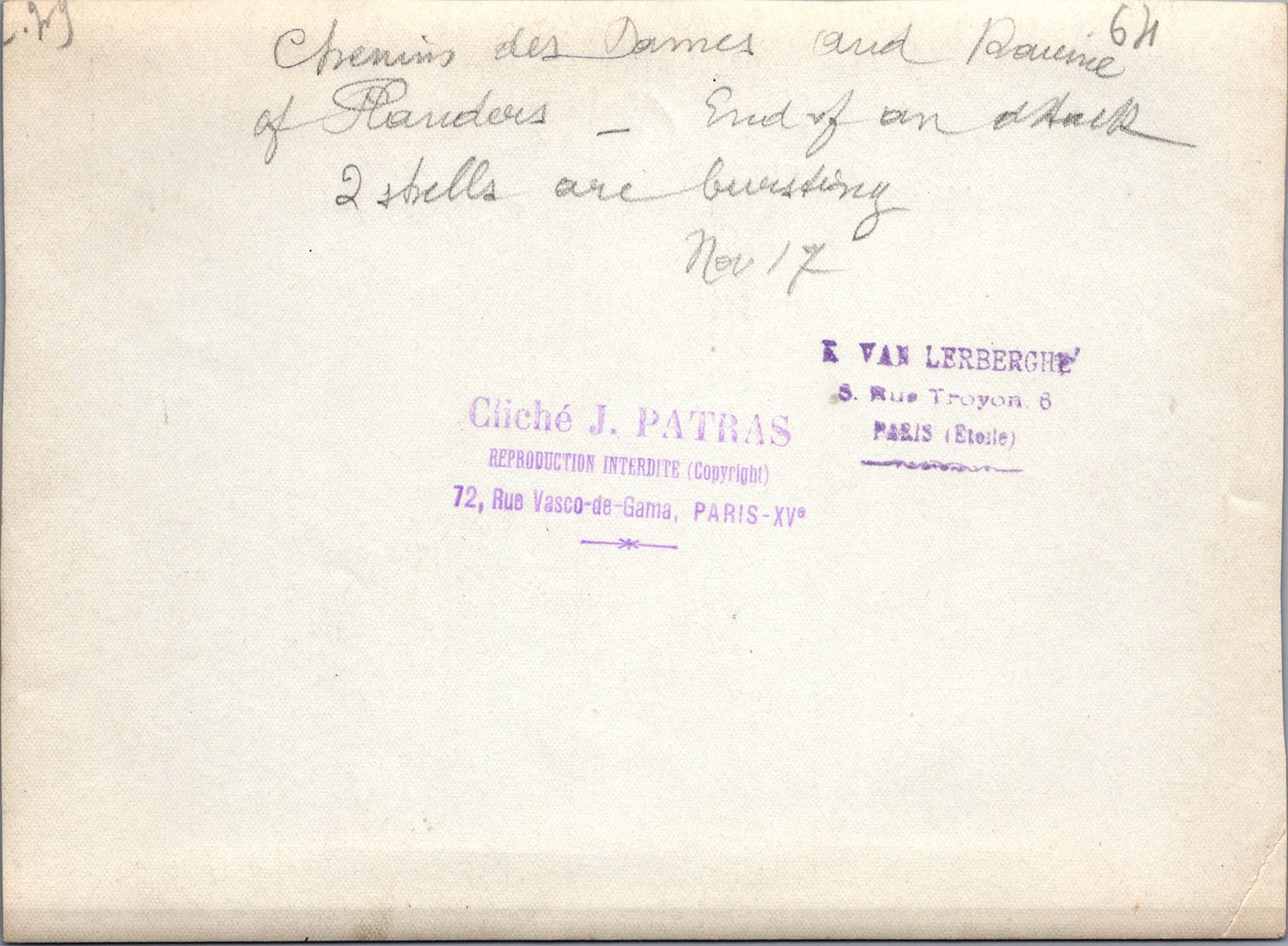 grande photo boyau des Flandres Novembre 1917 Chemin des Dames 1914-18 17x12 cm
