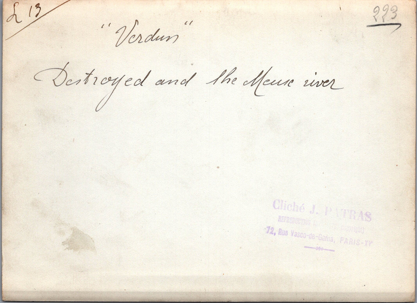 grande photo Verdun ville détruite et la Meuse 1914-18 17x12 cm