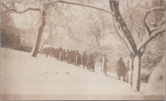 carte photo travailleurs descendant des lignes 1914-1918