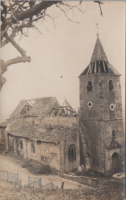 carte photo église d'Amance détruite Meurthe et Moselle  1914-1918