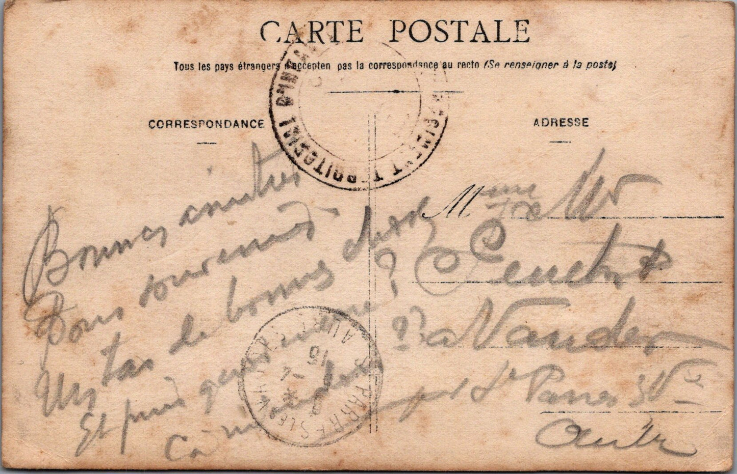 carte photo de territoriaux dans une tranchée derrière des gabions 1914-18