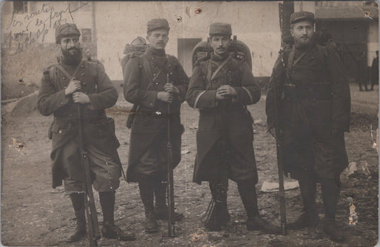 carte photo poilus du 30°RI départ au front Annecy 1914-1918