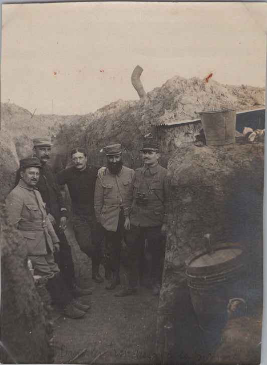 photo d'officiers dans une tranchée 1914-1918 11x8 cm