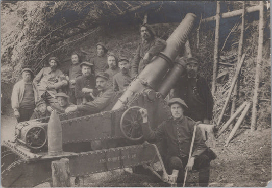 grande photo canon de 155 court 9°RAP Vosges 1914-18 17x12 cm (états de service en description)