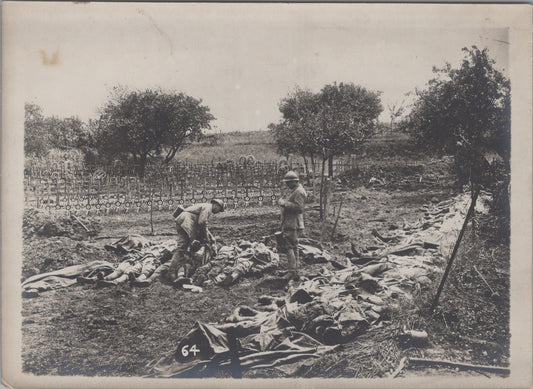 grande photo identification des corps français et Boches Reims juillet 1918 1914-18 17x12 cm