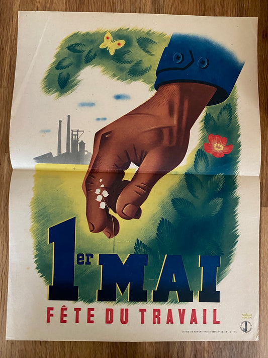 affiche fête du travail 1er mai Etat Français 1942 41x30 cm