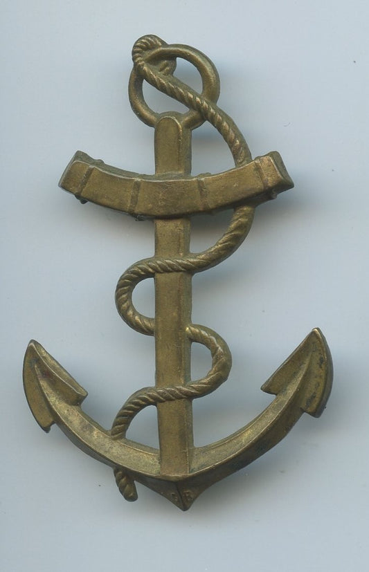 insigne de casque colonial, ancre 60mm de haut, attaches coupées