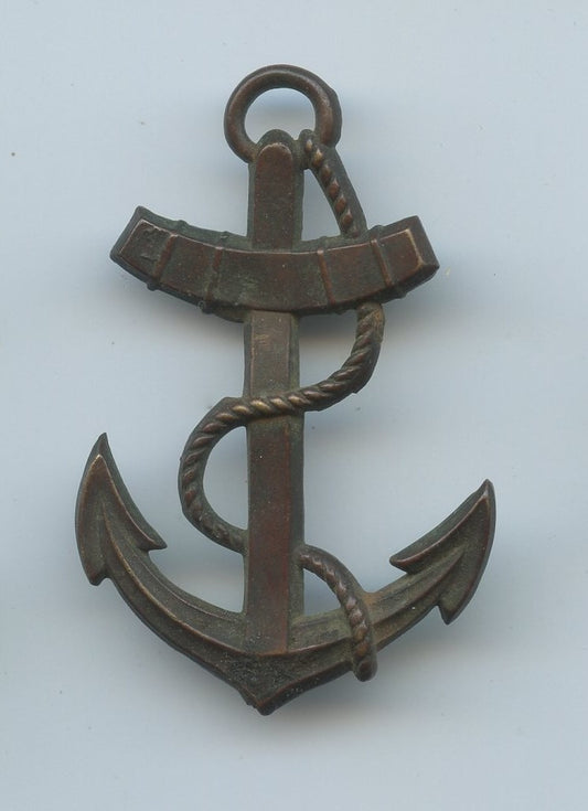 insigne de casque colonial, ancre 52mm de haut, attaches coupées