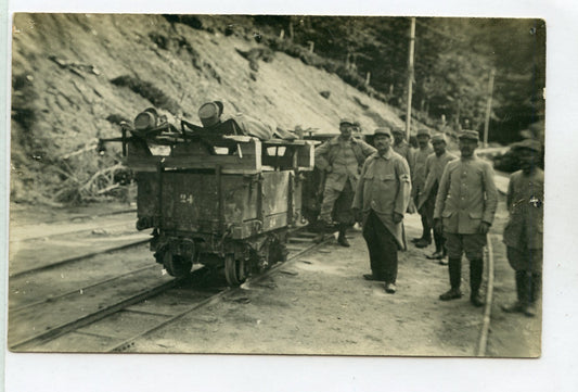 carte photo évacuation des blesses par train de mine sur la Schlucht Vosges 1915 2