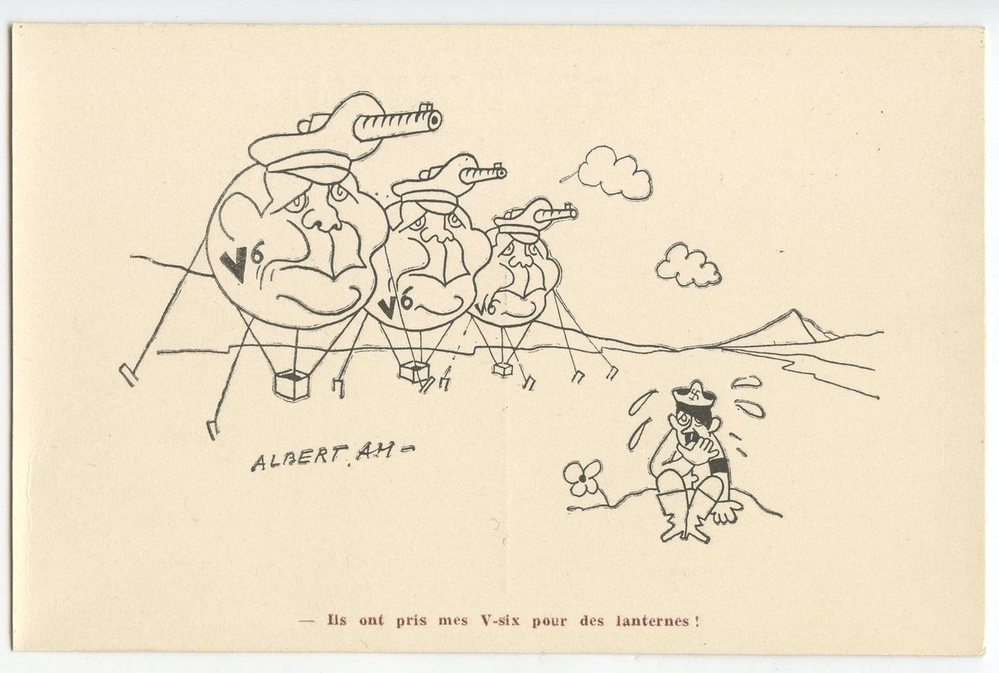 carte postale de propagande anti axe Hitler Goering 1939-45