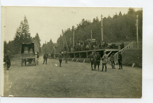 carte photo tramway et chasseurs sur la Schlucht Vosges 1915 2