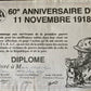 médaille et diplôme de l'ARAC 60ème anniversaire 1918, poilu du Lot et Garonne