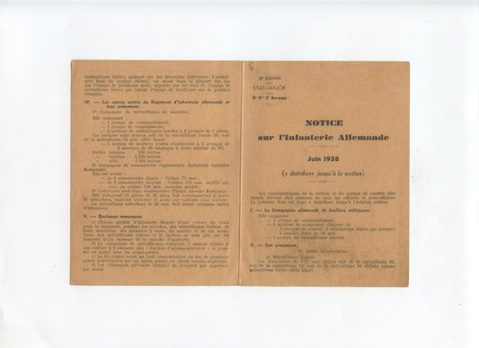 1939-1945 : armée française notice sur l'infanterie allemande 1938