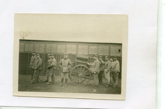 photo de poilus devant une charrette 1914-1918 11x8 cm