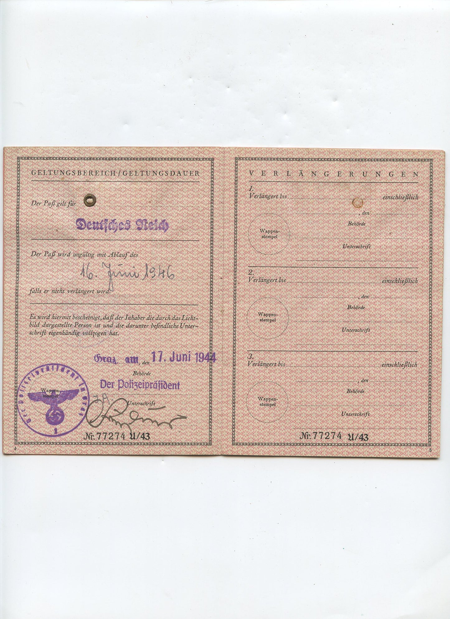 2 carnets de travail allemands pour un français du STO 1943