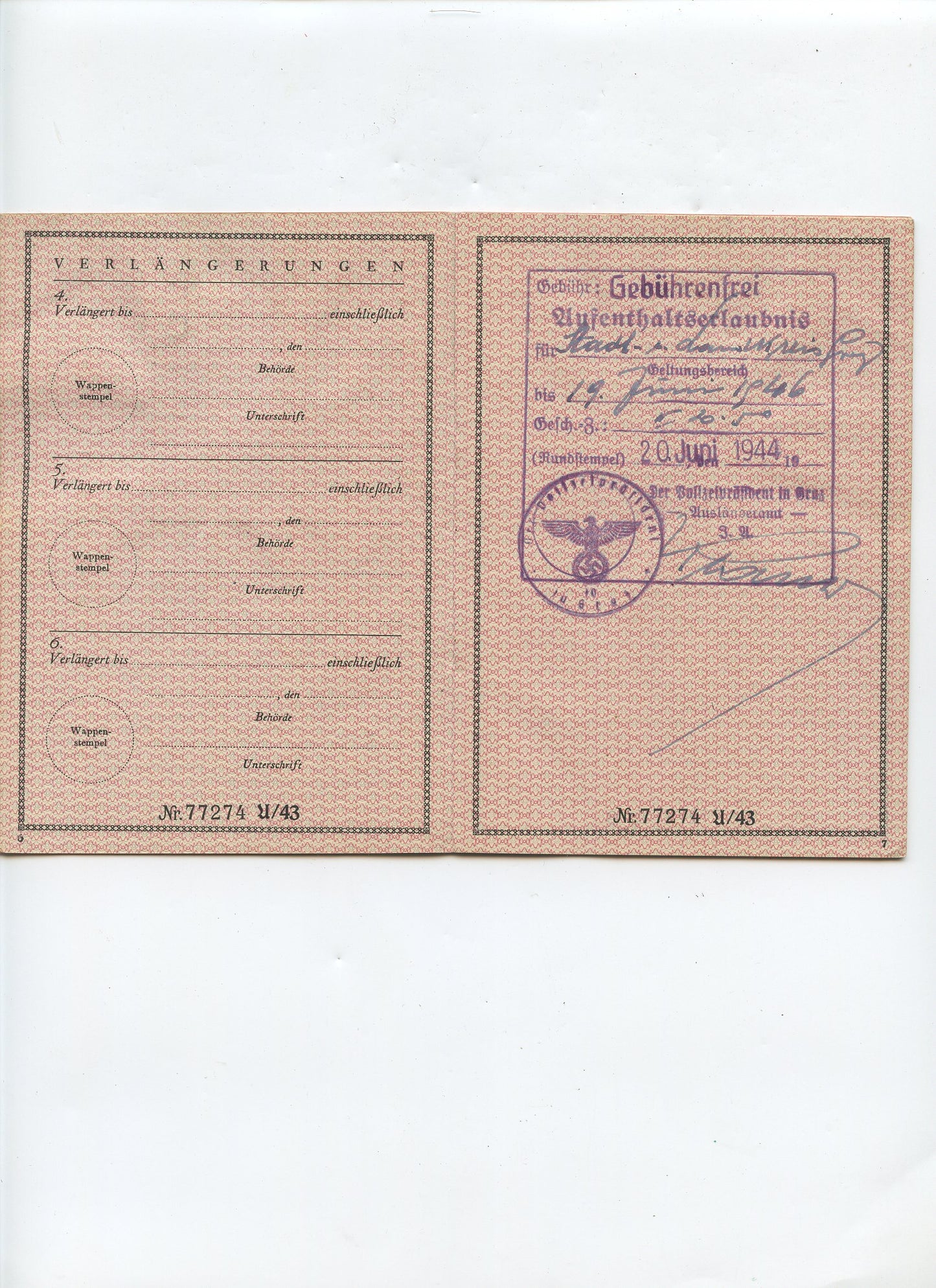 2 carnets de travail allemands pour un français du STO 1943