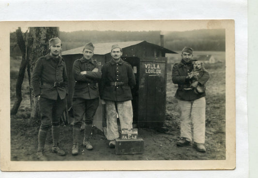carte photo les mitrailleurs du PAD 43, 20 au col, GRDI GRCA ? 1939-40, photographe de Strasbourg