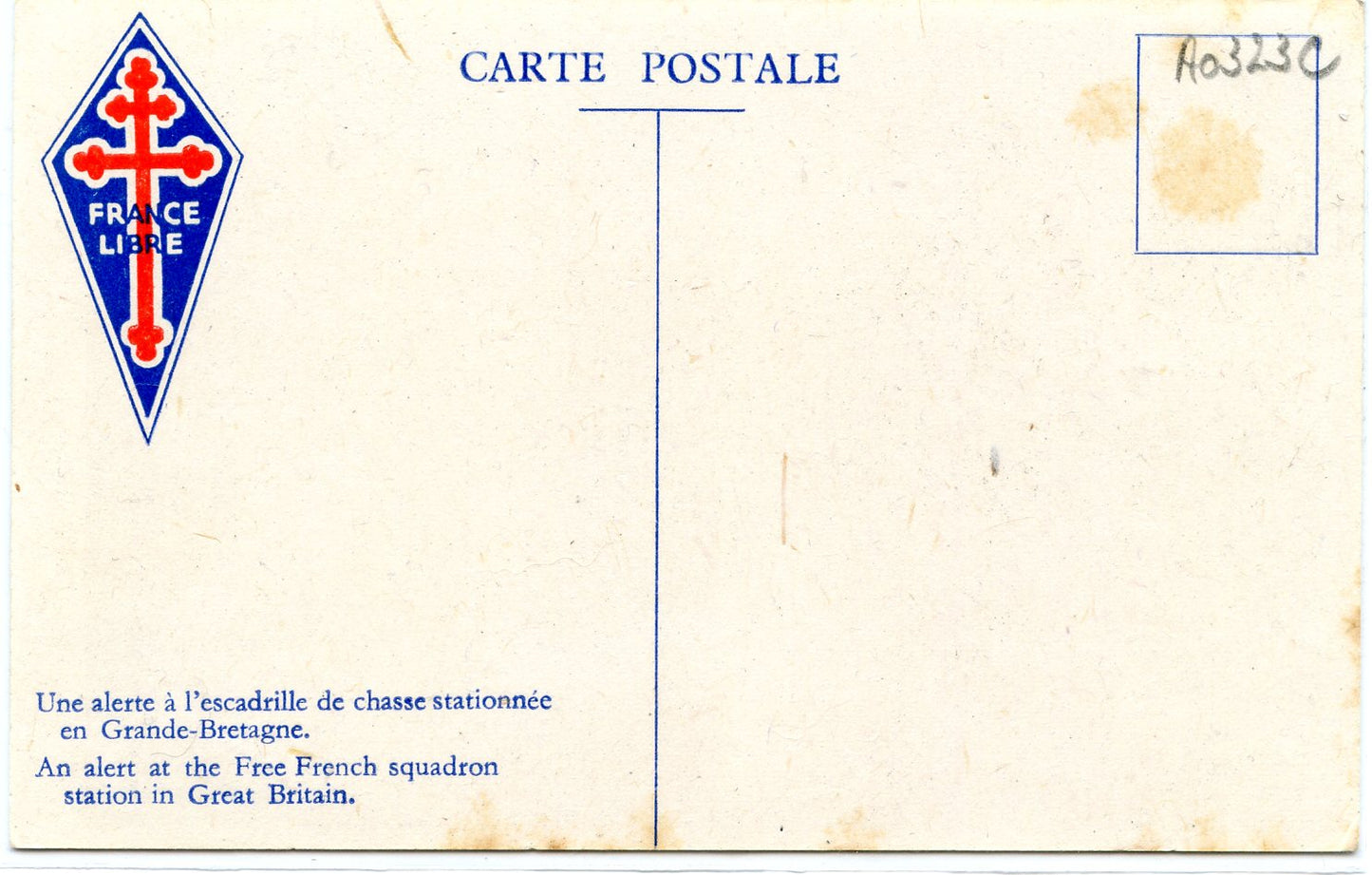 1939-45 : carte postale de la France Libre, escadrille de chasse aviation