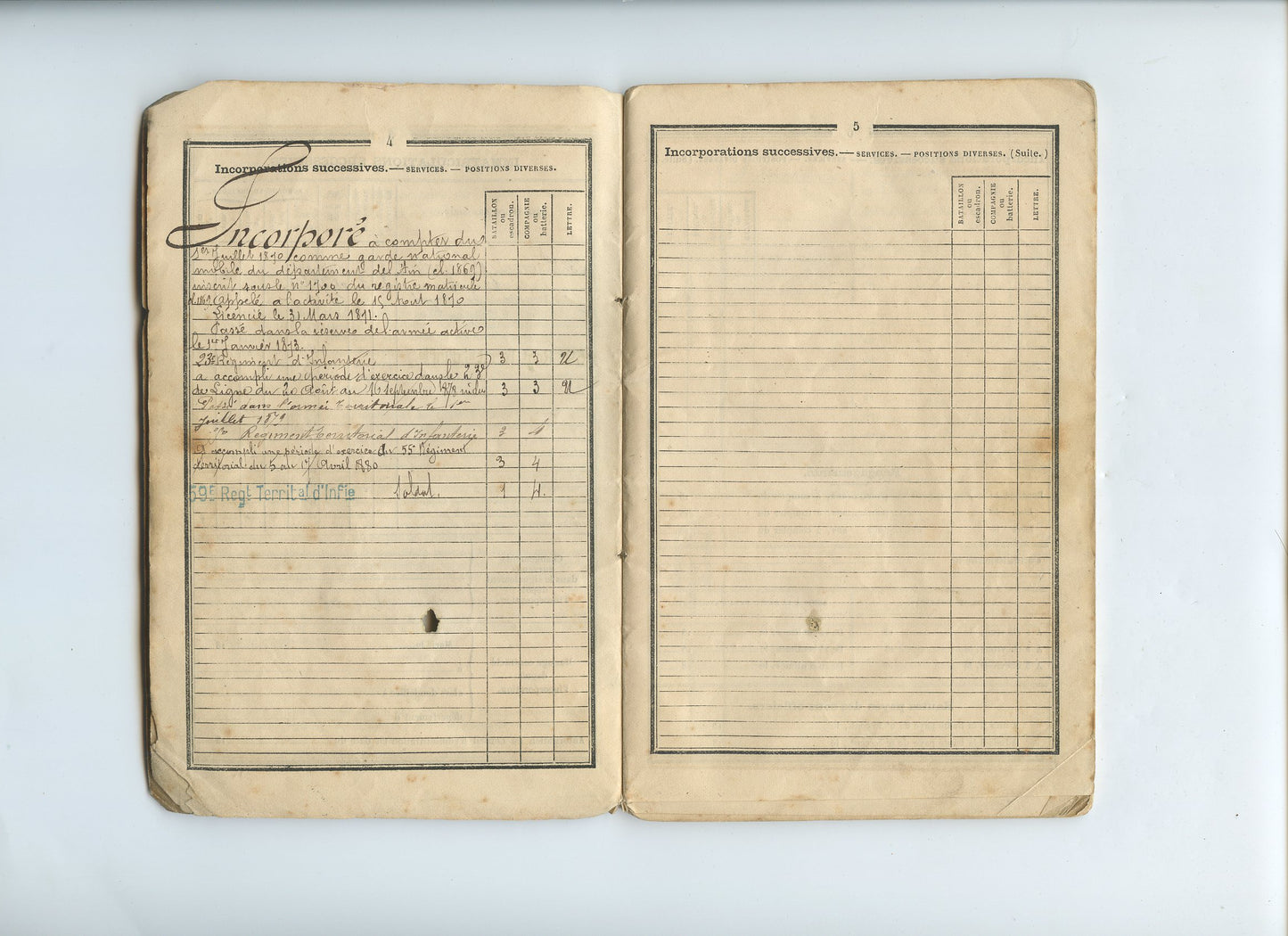 2 livrets militaires d'un mobile de la guerre de 1870-71