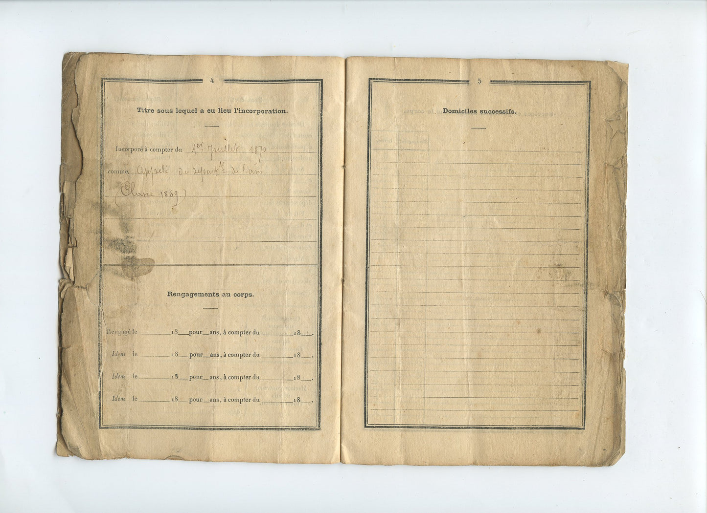 2 livrets militaires d'un mobile de la guerre de 1870-71