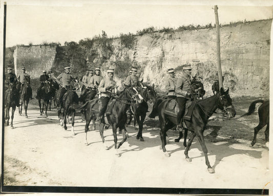 grande photo d'officiers de cavalerie à cheval avant 1914 18 x 13 cm