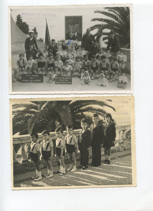 2 grandes photos orphelinat époque Etat Français (photo du Maréchal) Marseille 17x12 cm