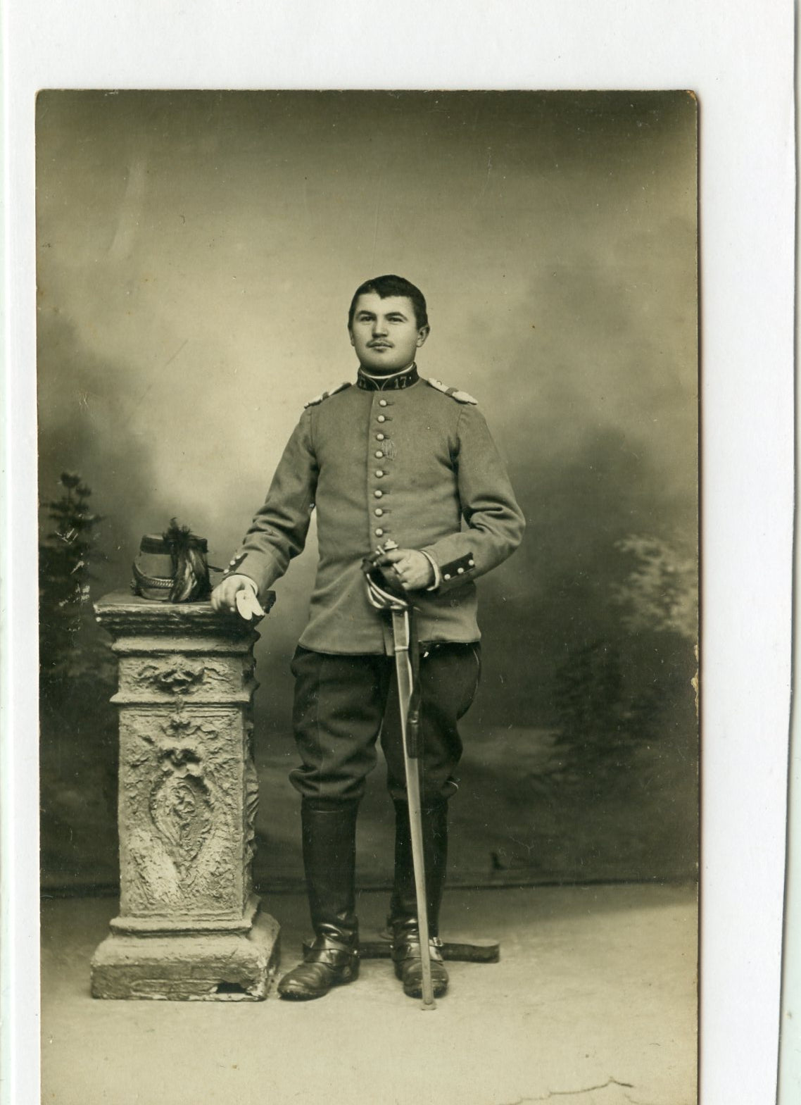 carte photo d'un cavalier du 17° chasseurs à cheval, Lunéville, cavalerie 14-18