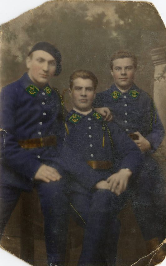 carte photo colorisée de chasseurs du 29°BCP années 20