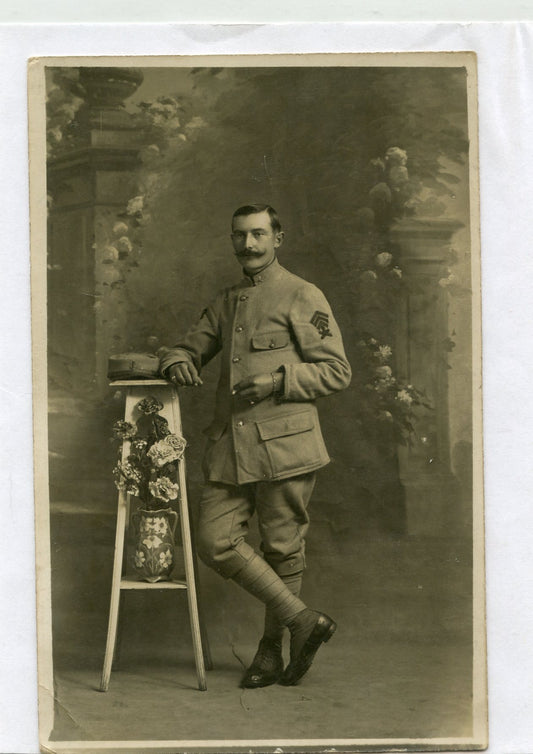 carte photo d'un marsouin mitrailleur d'infanterie coloniale 1914-1918