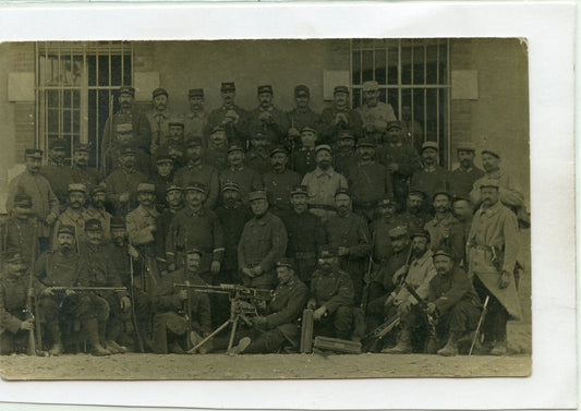 carte photo d'un groupe de territoriaux du sud ouest avec mitrailleuse 1914-1918