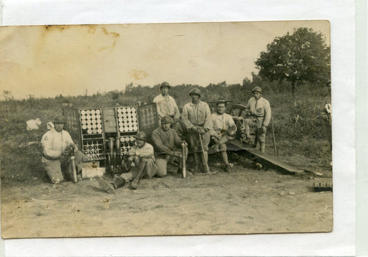 carte photo d'un canon de 75 au tir camp de Chambaran années 20