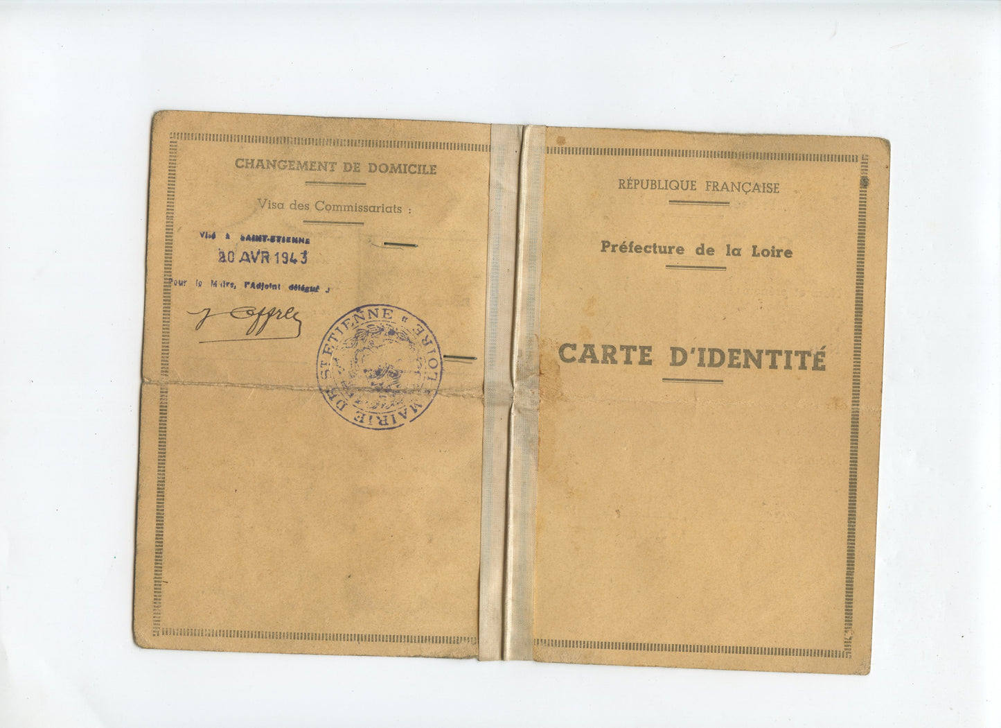 carte d'identité de la Loire septembre 1939