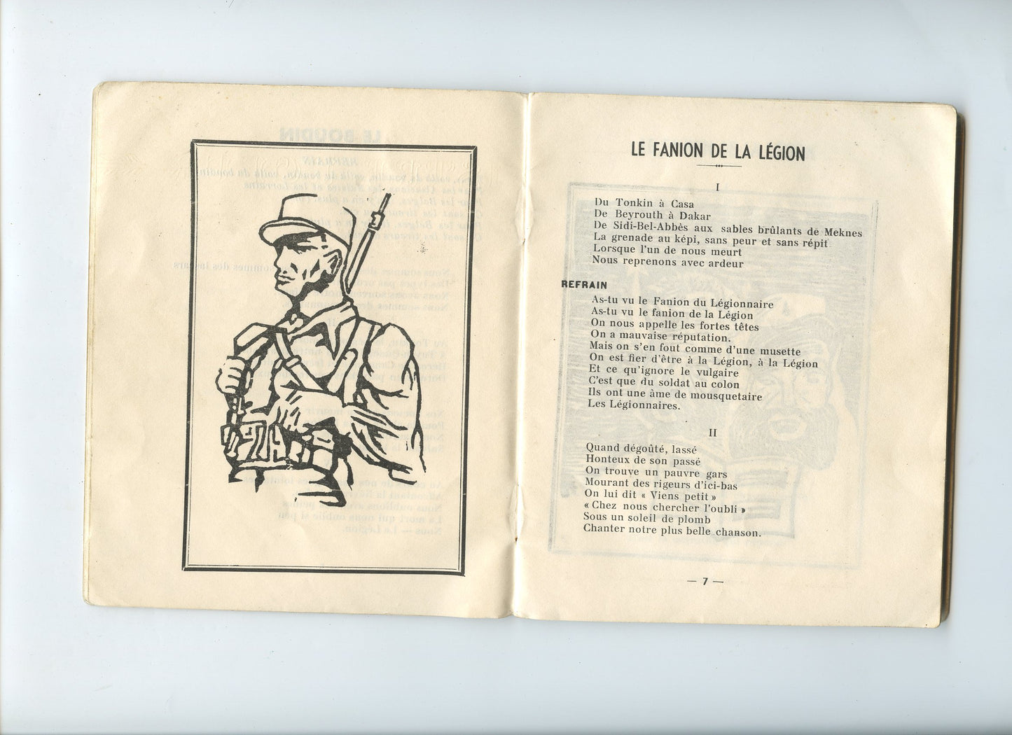 carnet de chants de la Légion Etrangère, 3°REI, Indochine Algérie, années 50, imprimé à El Milia