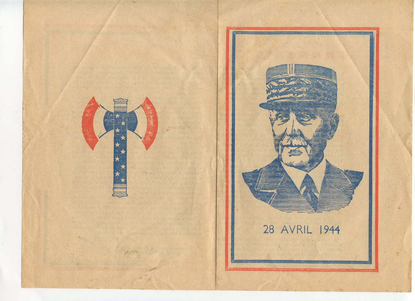 tract discours du Maréchal Pétain 28 avril 1944,  Vichy, Etat Français