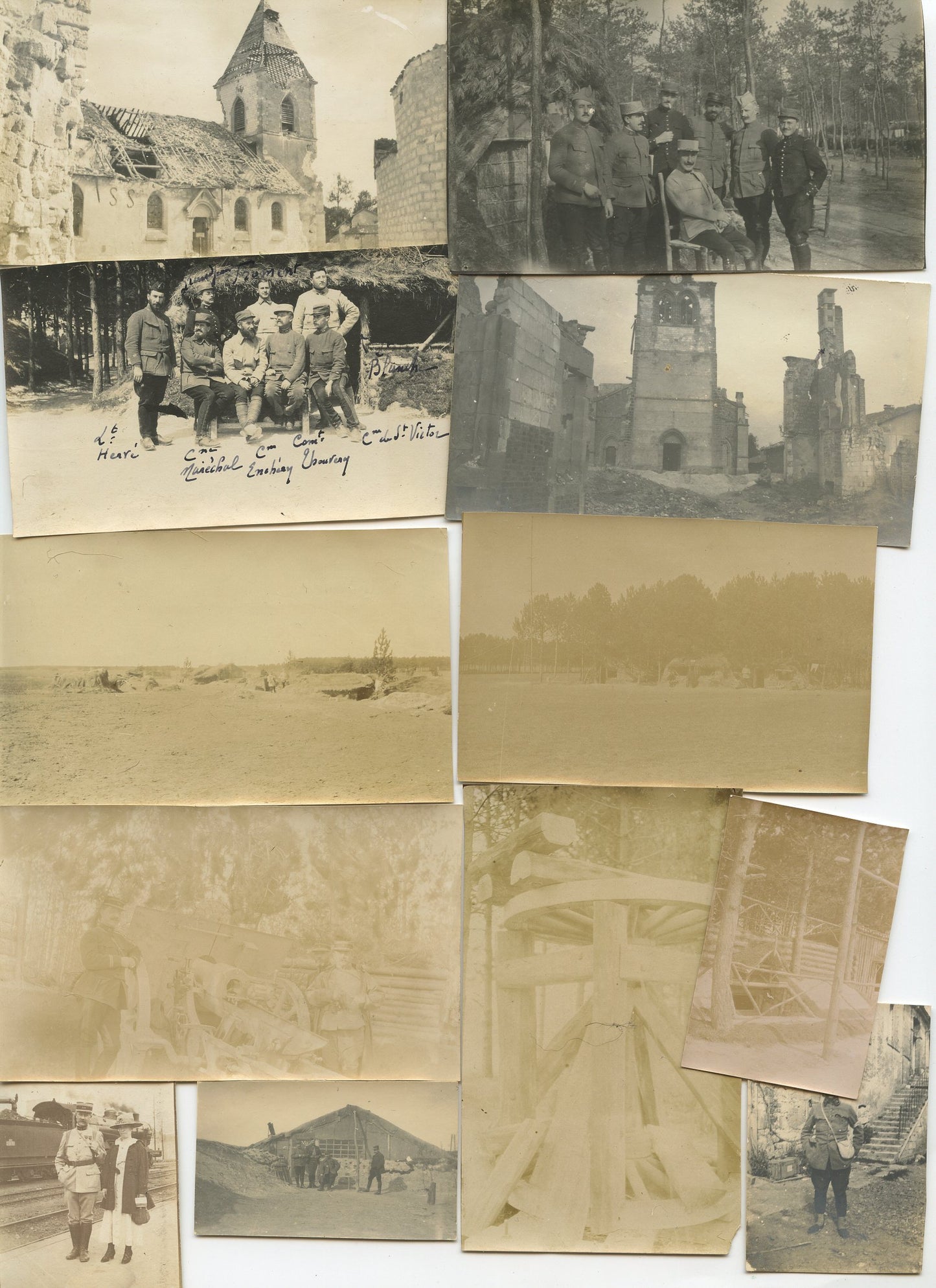 lot d'environ 140 photos d'un officier d'artillerie 44° et 232°RAC Champagne, Aisne, Verdun, Main de Massiges, toutes les photos sont légendées
