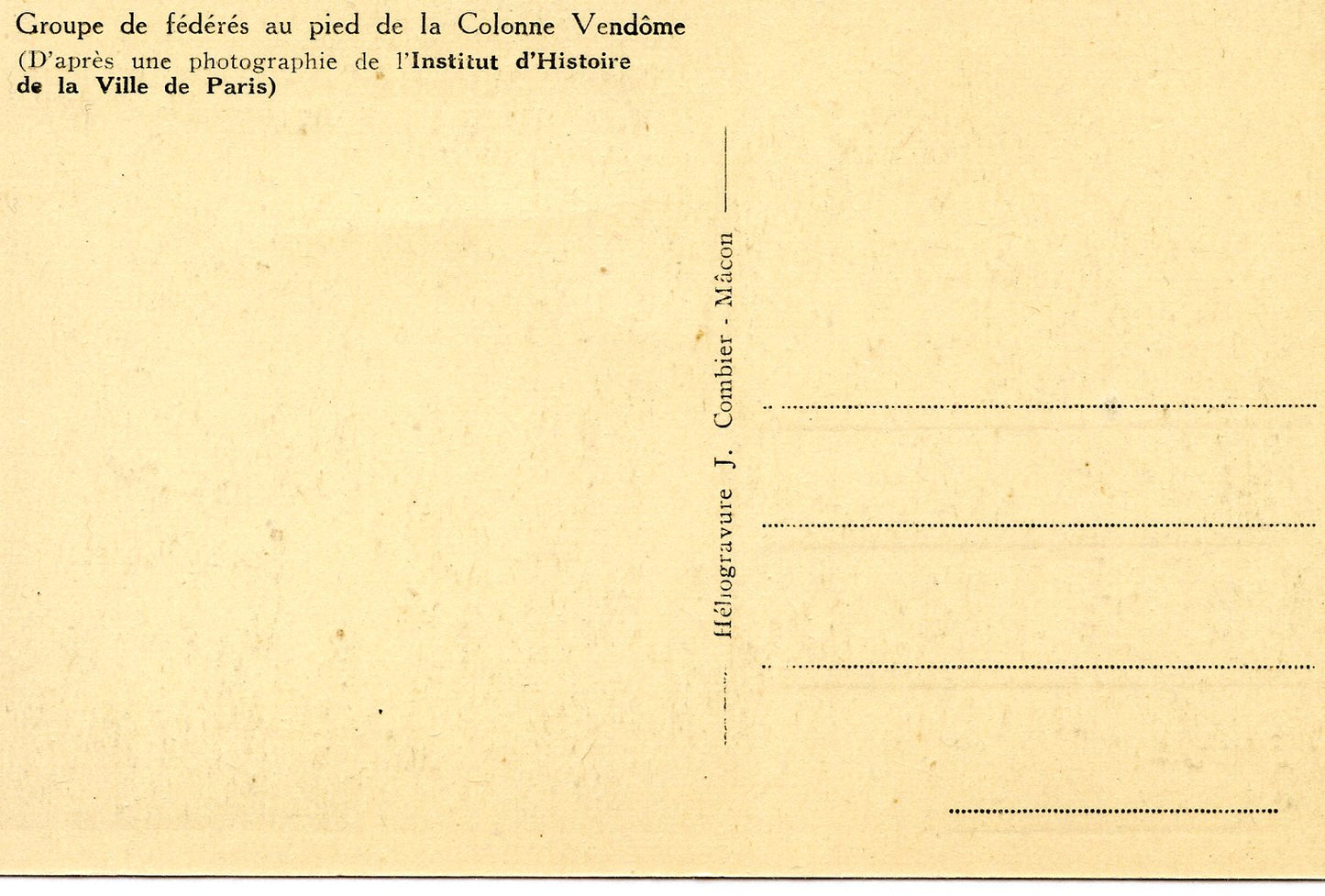 carte postale groupe de fédérés au pied de la colonne Vendôme guerre 1870-71