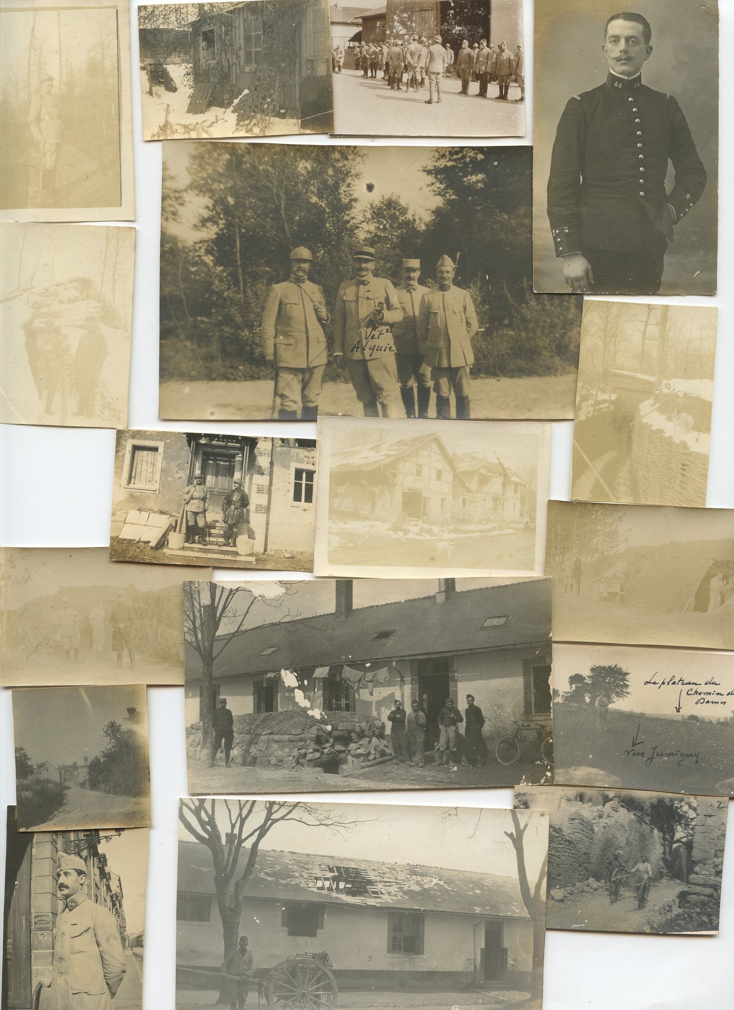 lot d'environ 140 photos d'un officier d'artillerie 44° et 232°RAC Champagne, Aisne, Verdun, Main de Massiges, toutes les photos sont légendées