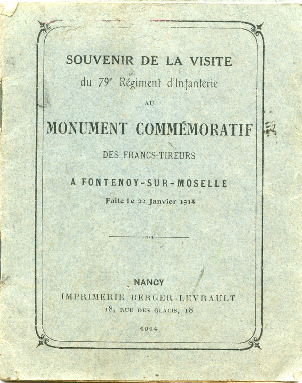 fascicule monument Fontenoy sur Moselle guerre 1870-71, récit des combats, photos, carte