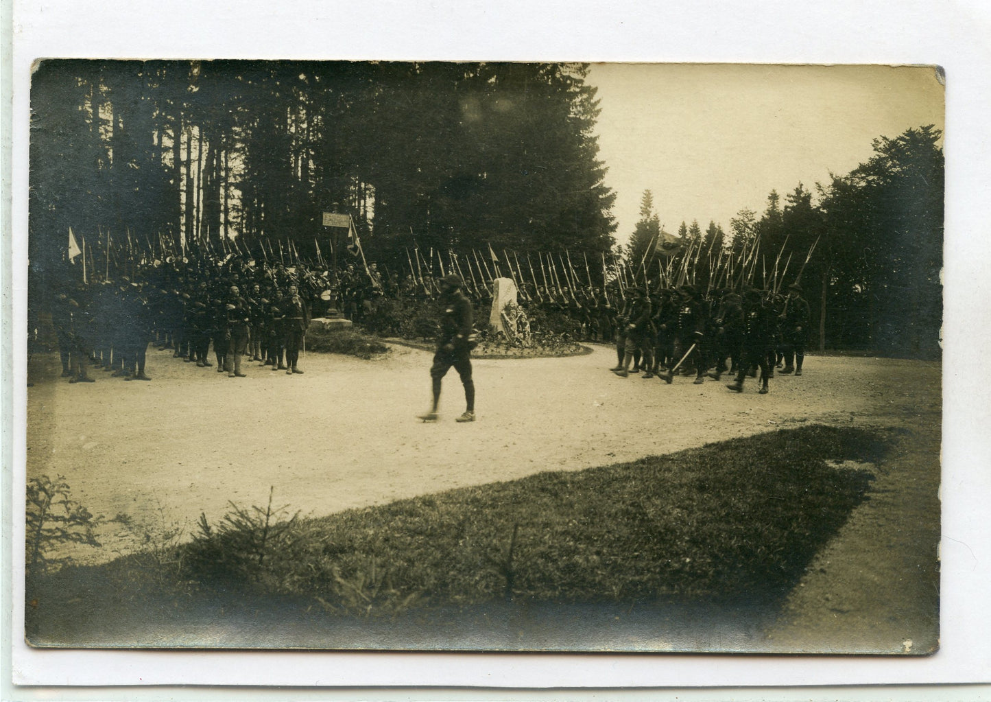 carte photo cérémonie 14° bataillon de chasseurs alpins Vosges défilé monument général bataille 1914-1916