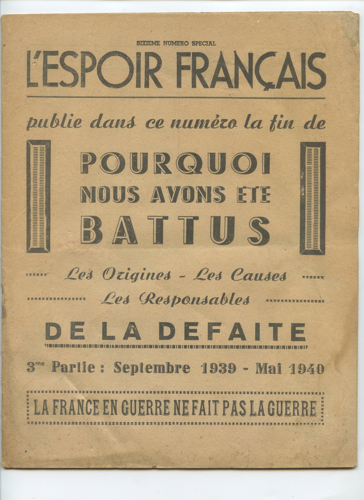 revue l'espoir français, défaite de 1940, Laval, LFC, Vichy, Etat Français